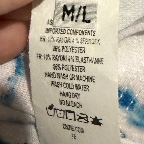 Onzie Women's After Yoga Hoodie M/L White Blue Tie Dye Retro Comfy Cozy NWT - Picture 8 of 9
